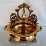 Pure Brass Urli Pot with Hanging Bell for home decor