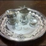 Traditional Silver Plated Brass Pooja Set