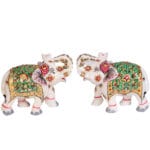 Marble Meenakari Crafted Elephant Pair Showpiece