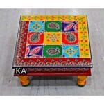 Wooden Chowki with Coloured Hand Painting