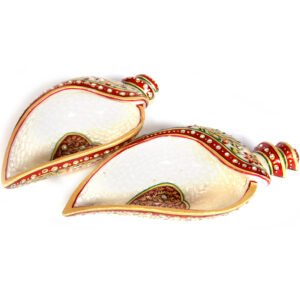 Traditional Marble Meenakari Crafted Serving Conch