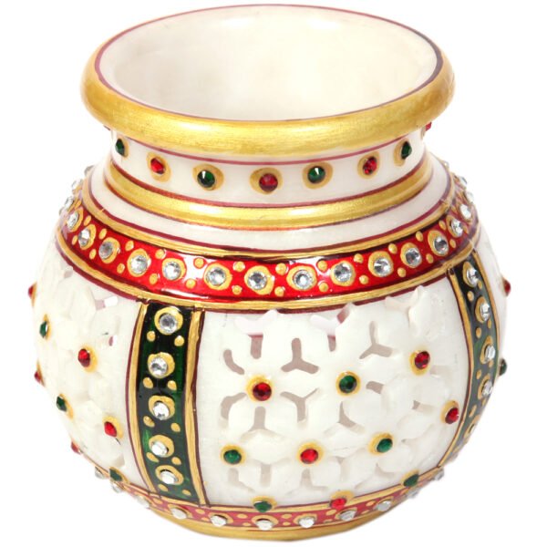 Decorative Traditional Marble Multicolor Candle Pot