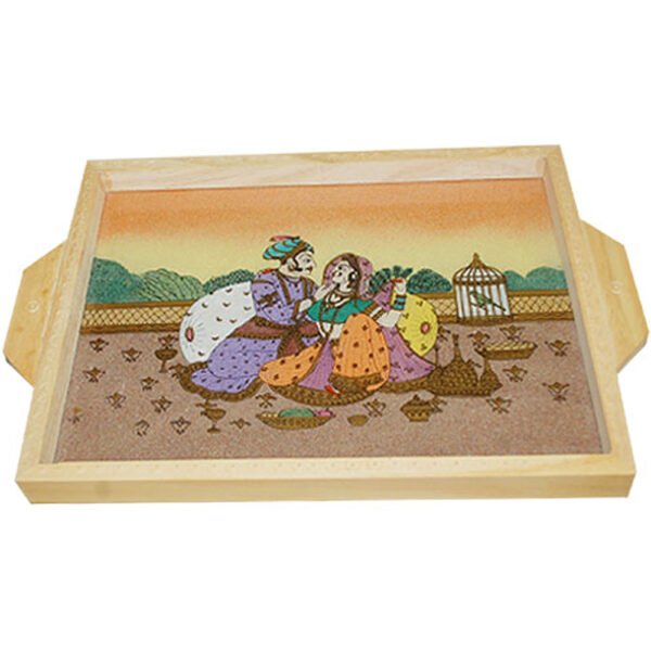 Kadamb Wood Serving Tray with Gemstone Painting