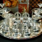 Silver plated New pooja set with box pack