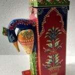 Fine Embossed Peacock Designed Wooden Wine Bottle.