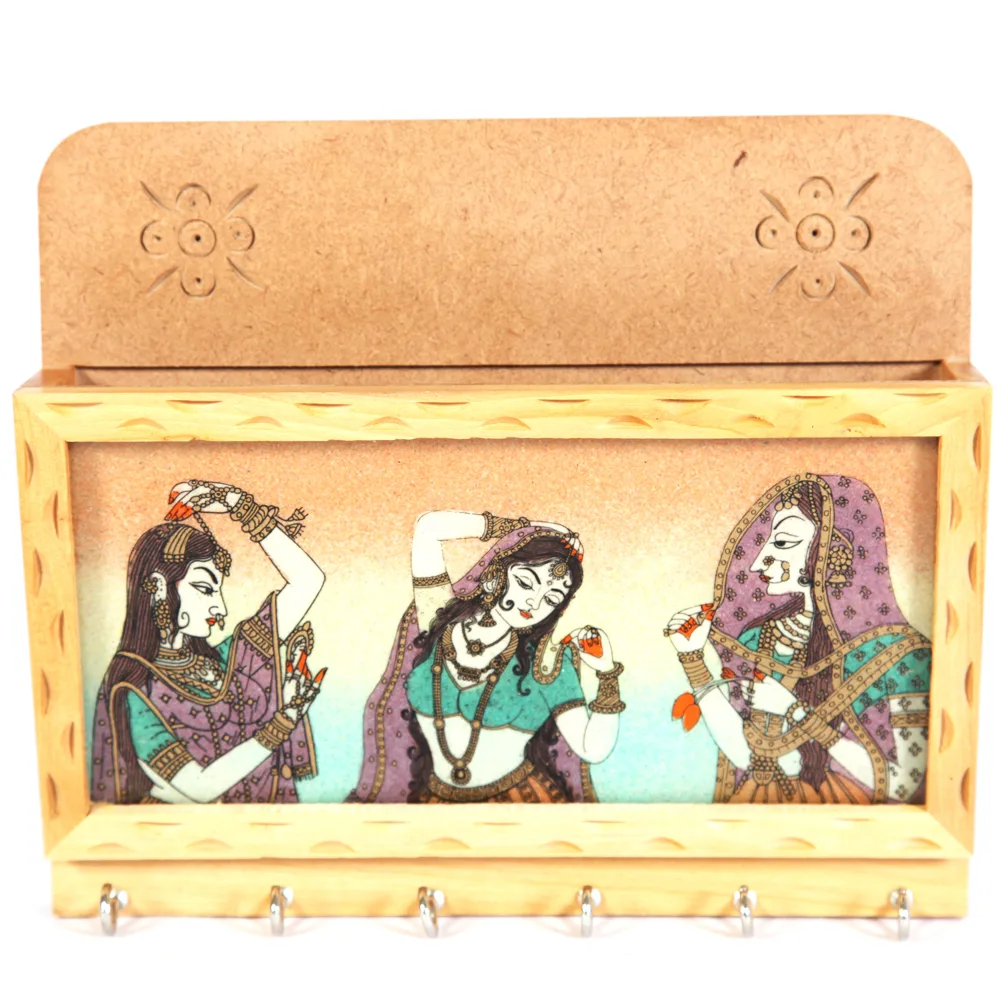 Wooden raagini painted key holder