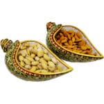 Pair Of Marble Conch With Serving Tray