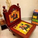 Wooden Sitting Chair with Rajasthani Hand Printing