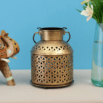 Brass Crafted Bucket As Decorative Candle Holders