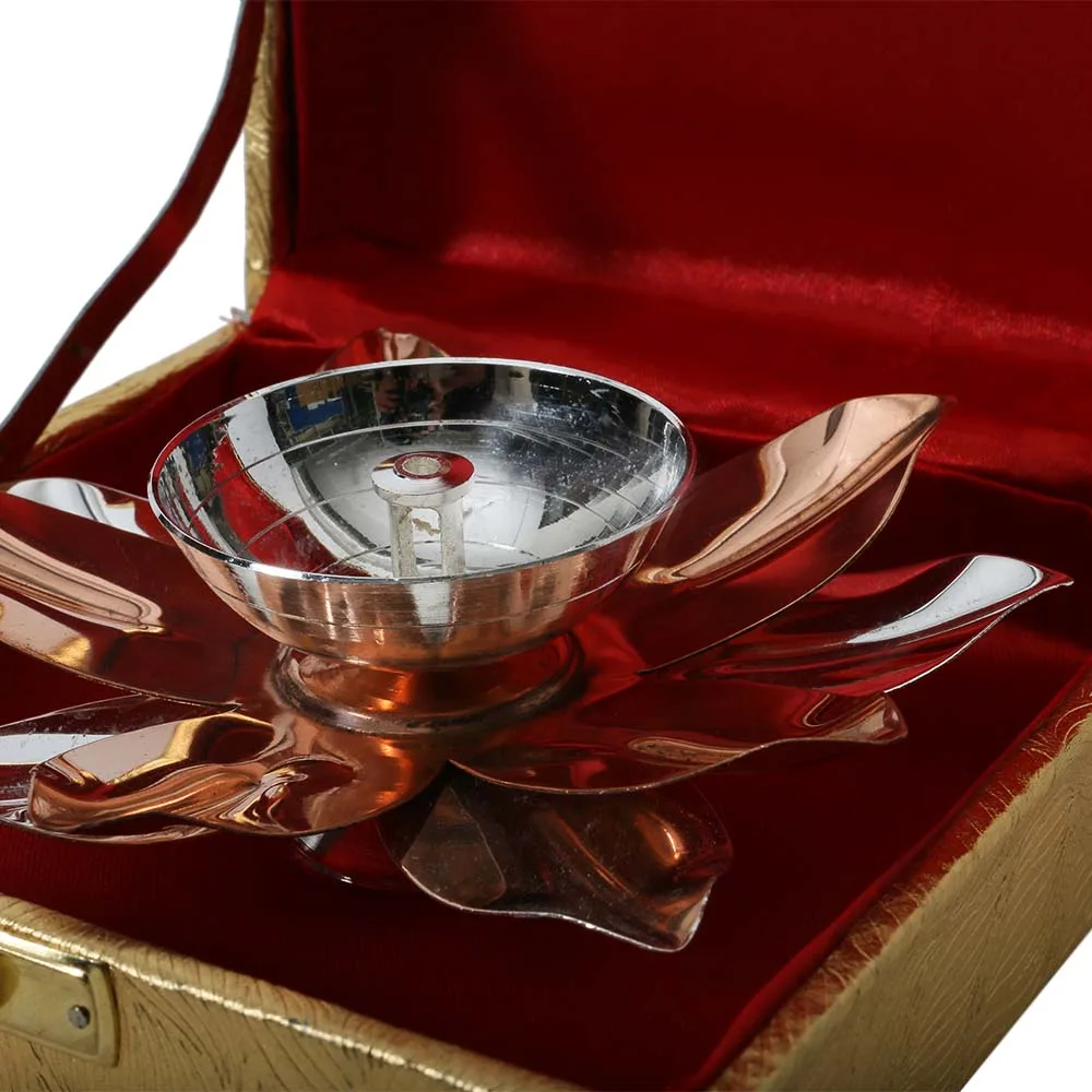 German Silver Diya Shaped Like A Flower