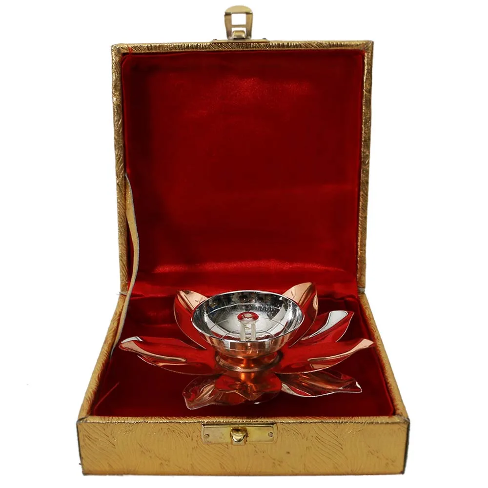 German Silver Diya Shaped Like A Flower