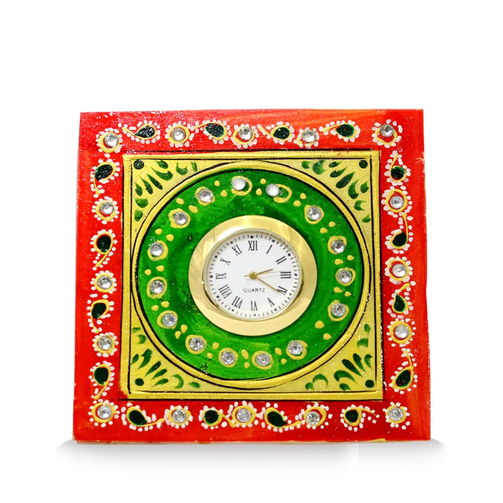 Marble Table Clock In Tri-Color