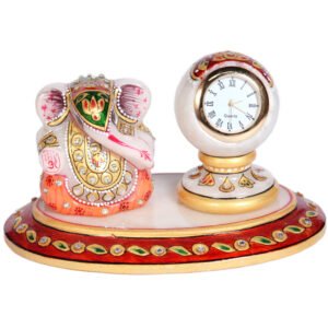 Oval Marble Handicraft Lord Ganesha N Table Watch