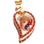 Marble Items Peacock Chopra With Engraved Ganesh