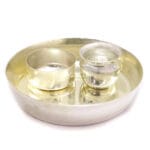 Liquor Polish Stainless Steel Puja Plate & Bowl