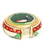 Marble Meenakari Tea Coaster With Peacock
