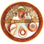 Traditional Marble Meenakari Ganesh Pooja Thali