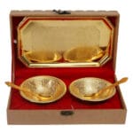 24 Ct Gold Plated Dual Bowl With Tray