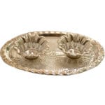 German Silver Oval Shaped Plate Chopra For Pooja