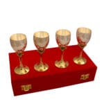 Set Of 4 German Silver Wine Glasses In Dual Tones