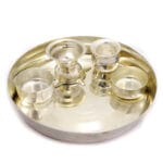 Stainless Steel Puja Plate Set With Liquor Polish