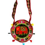 Round Shaped Embroidered Long Handle Bag